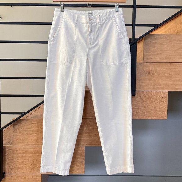 J. Crew White Cotton Cropped Barrel Leg Pant size 8 - Picture 2 of 5